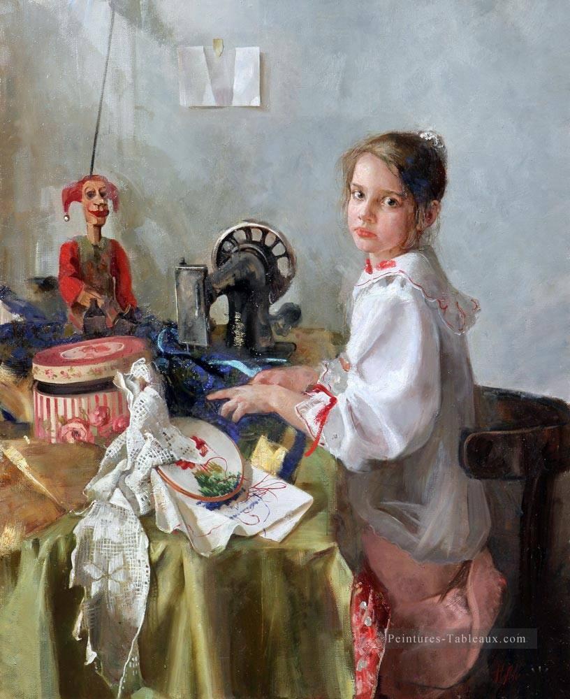 Jolie petite fille NM Tadjikistan 26 impressionnistes Peintures à l'huile